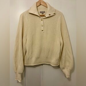 J. Crew Cream Cotton Sweater with Gold Buttons